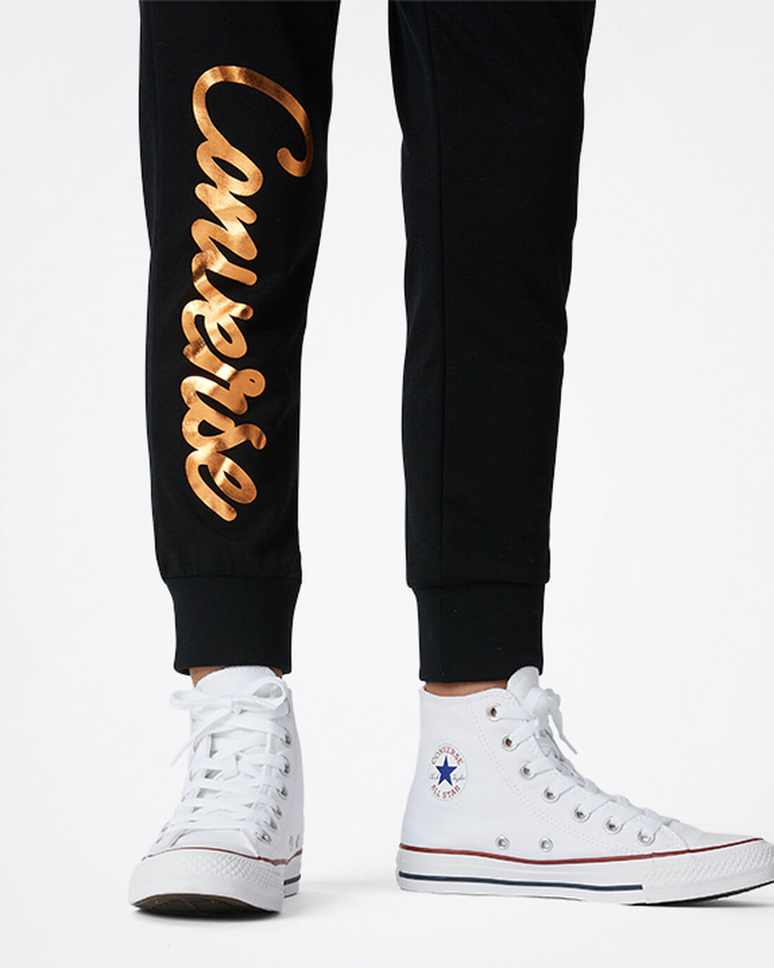 Converse Shiny Wordmark Jogger Byxor Tjej Svarta | Sverige-92413