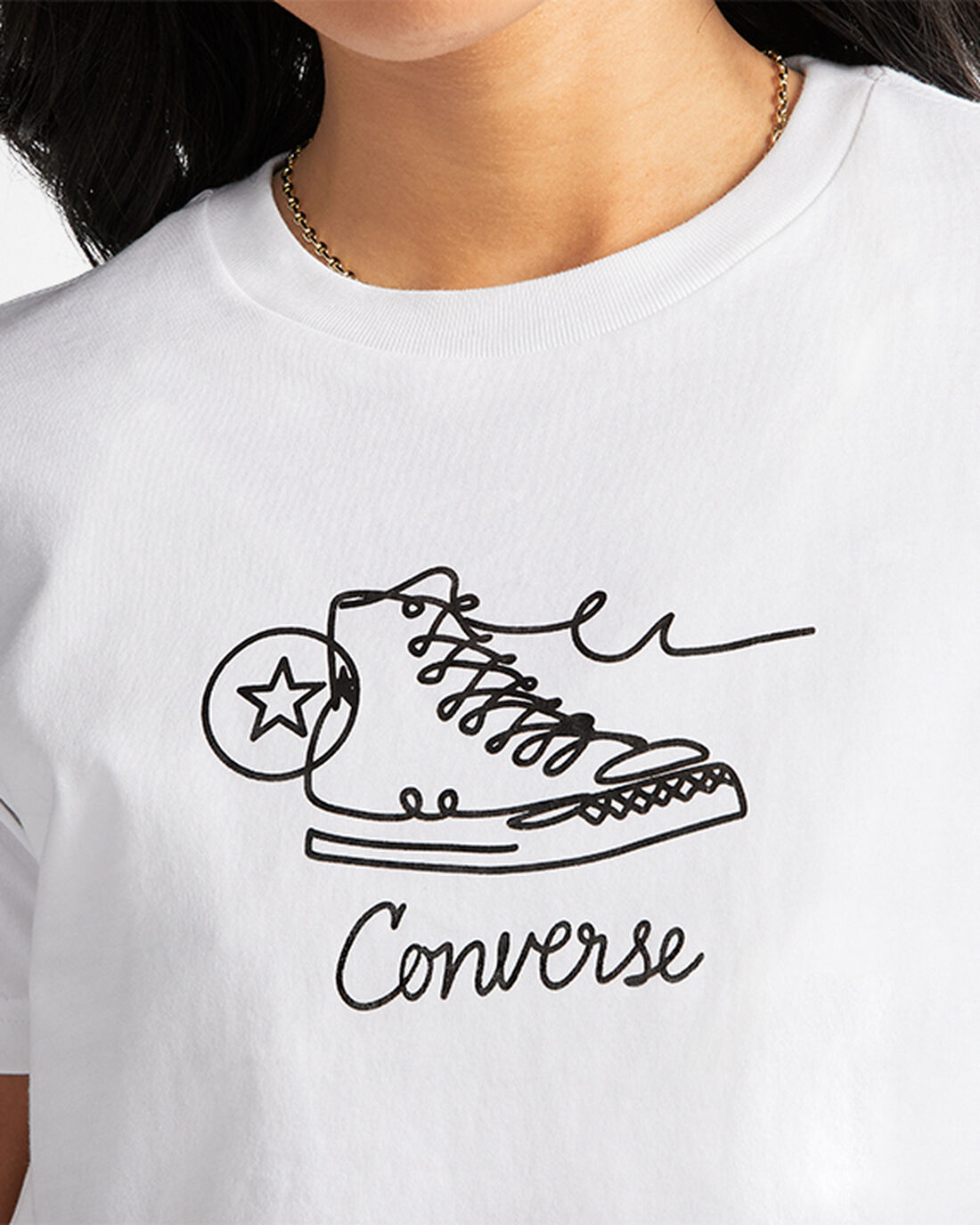 Converse Sneaker Graphic Slim-Fit T-shirt Dam Vita | Sverige-09263