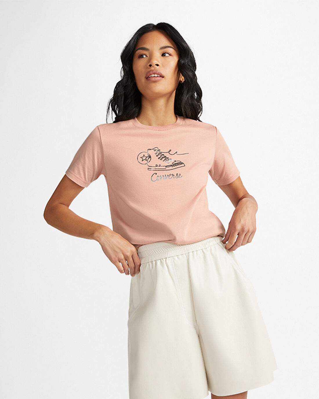 Converse Sneaker Graphic Slim-Fit T-shirt Dam Rosa | Sverige-40185