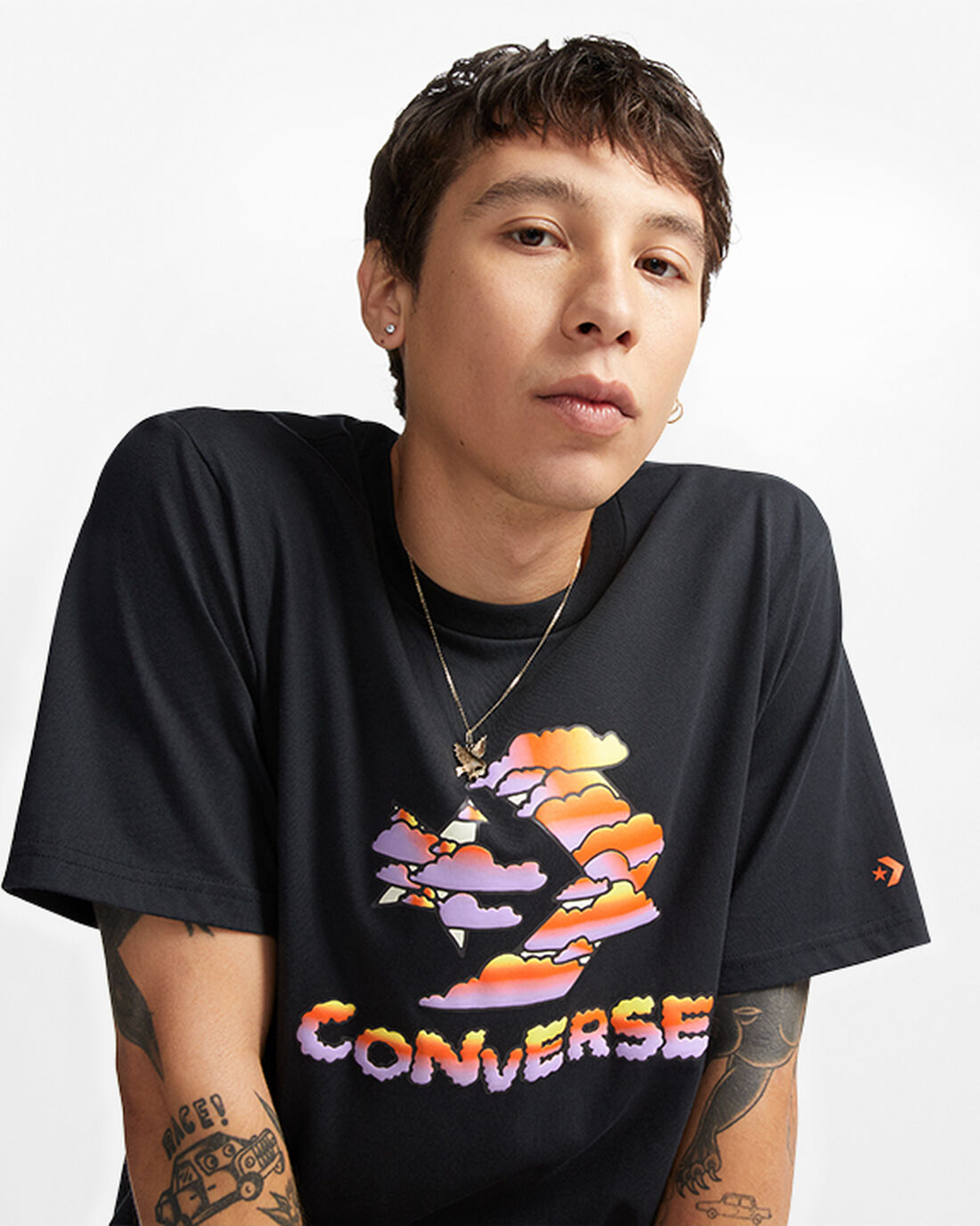 Converse Star Chevron Clouds Graphic T-shirt Herr Svarta | Sverige-36514