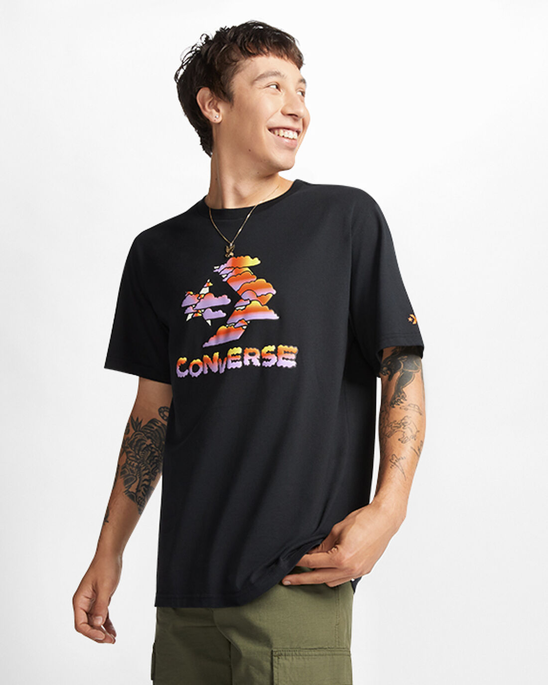 Converse Star Chevron Clouds Graphic T-shirt Herr Svarta | Sverige-36514