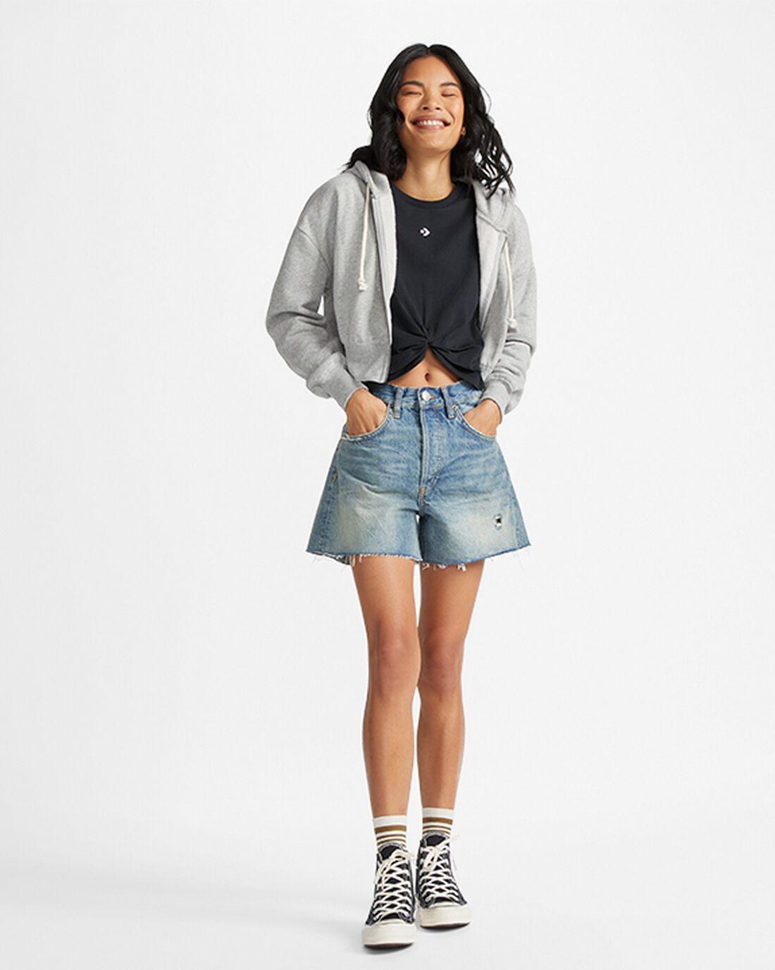 Converse Star Chevron Twist Cropped T-shirt Dam Svarta | Sverige-79152