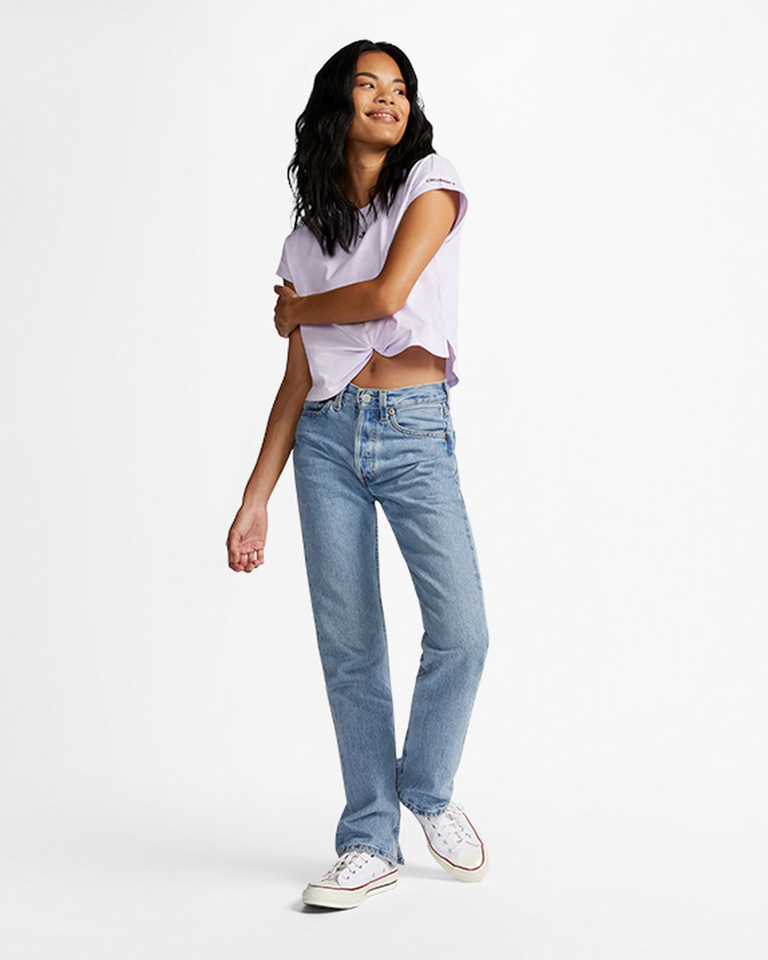 Converse Star Chevron Twist Cropped T-shirt Dam Lila | Sverige-94301