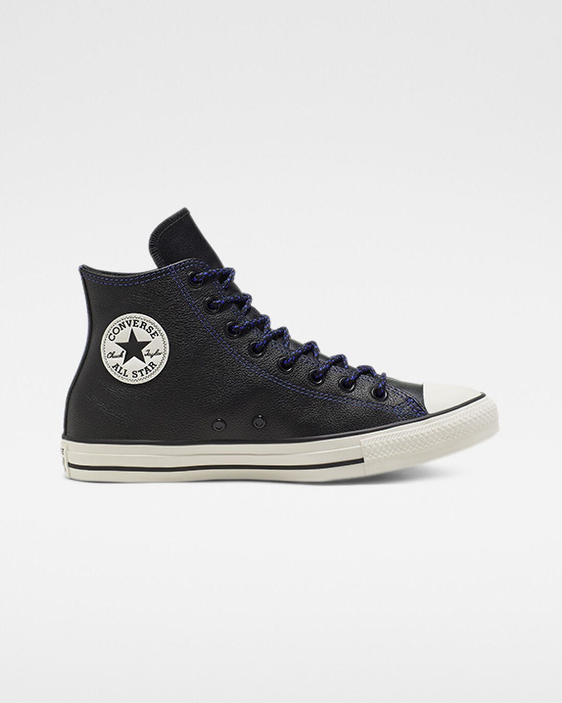 Converse Tumbled Leather Chuck Taylor All Star Höga Sneakers Dam Svarta/Kungsblått | Sverige-49682