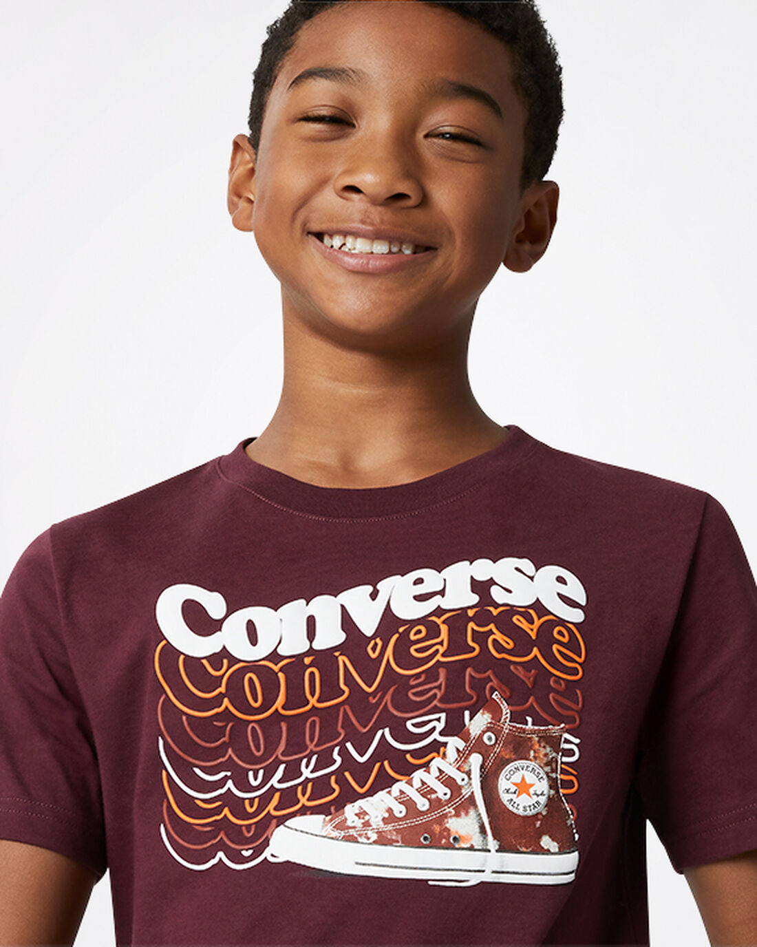 Converse Wavy Wordmark Sneaker T-shirt Pojke MörkBurgundy | Sverige-84109