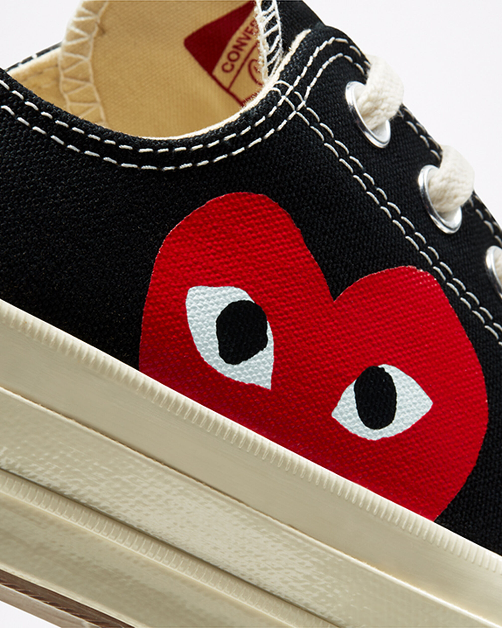 Converse x Comme des Garçons PLAY Chuck 70 Sneakers Dam Svarta/Vita/Röda | Sverige-53289