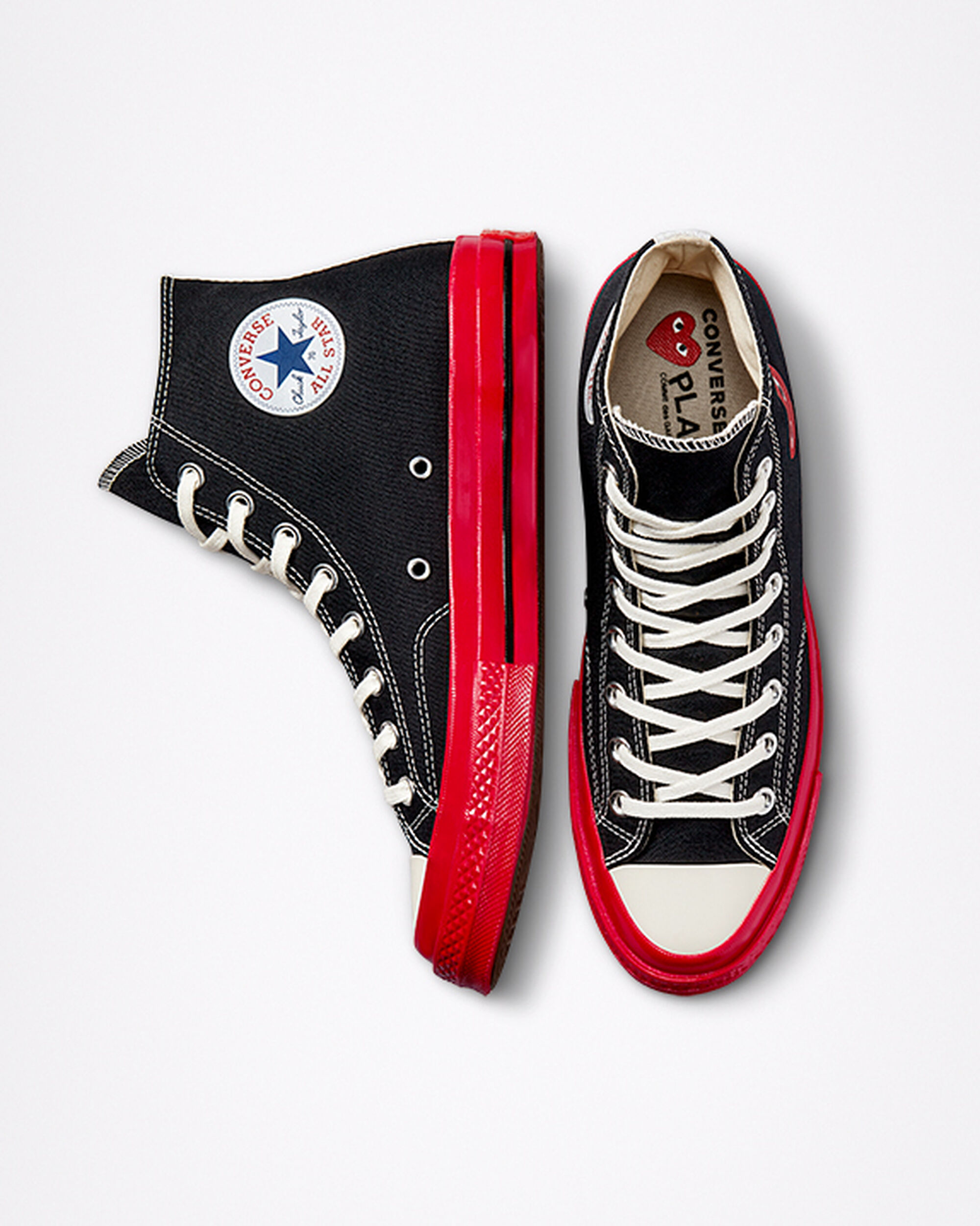 Converse x Comme des Garçons PLAY Chuck 70 Höga Sneakers Dam Svarta/Röda | Sverige-85436