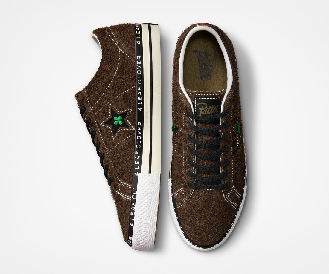 Converse x Patta Four-Leaf Clover One Star Pro Sneakers Dam Olivgröna/Vita | Sverige-67934